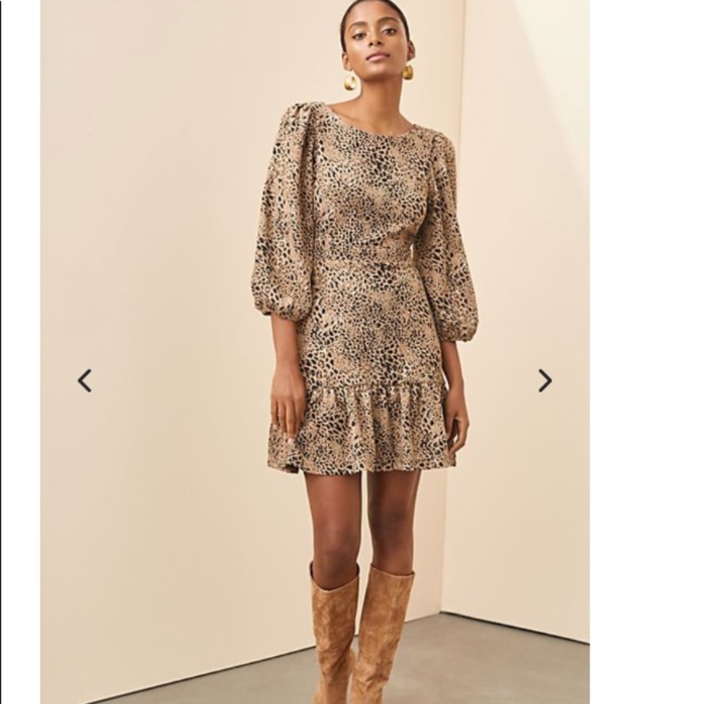 Anthropologie Tan Long Sleeve Dress with Cutout